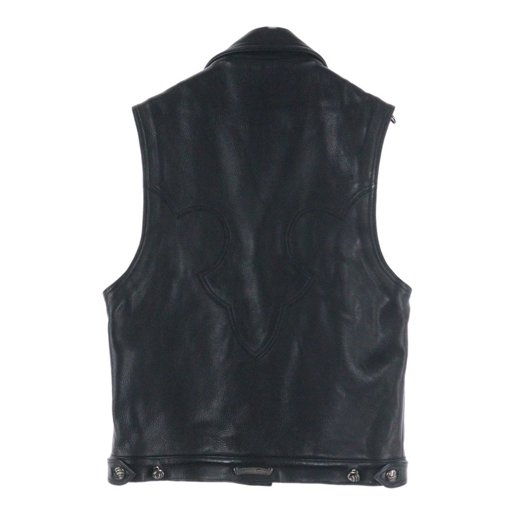 CHROME HEARTS(クロムハーツ) CLASSIC JEAN LTHR VEST レザークラシックジーン クロウボールボタンレザーベスト ブラック