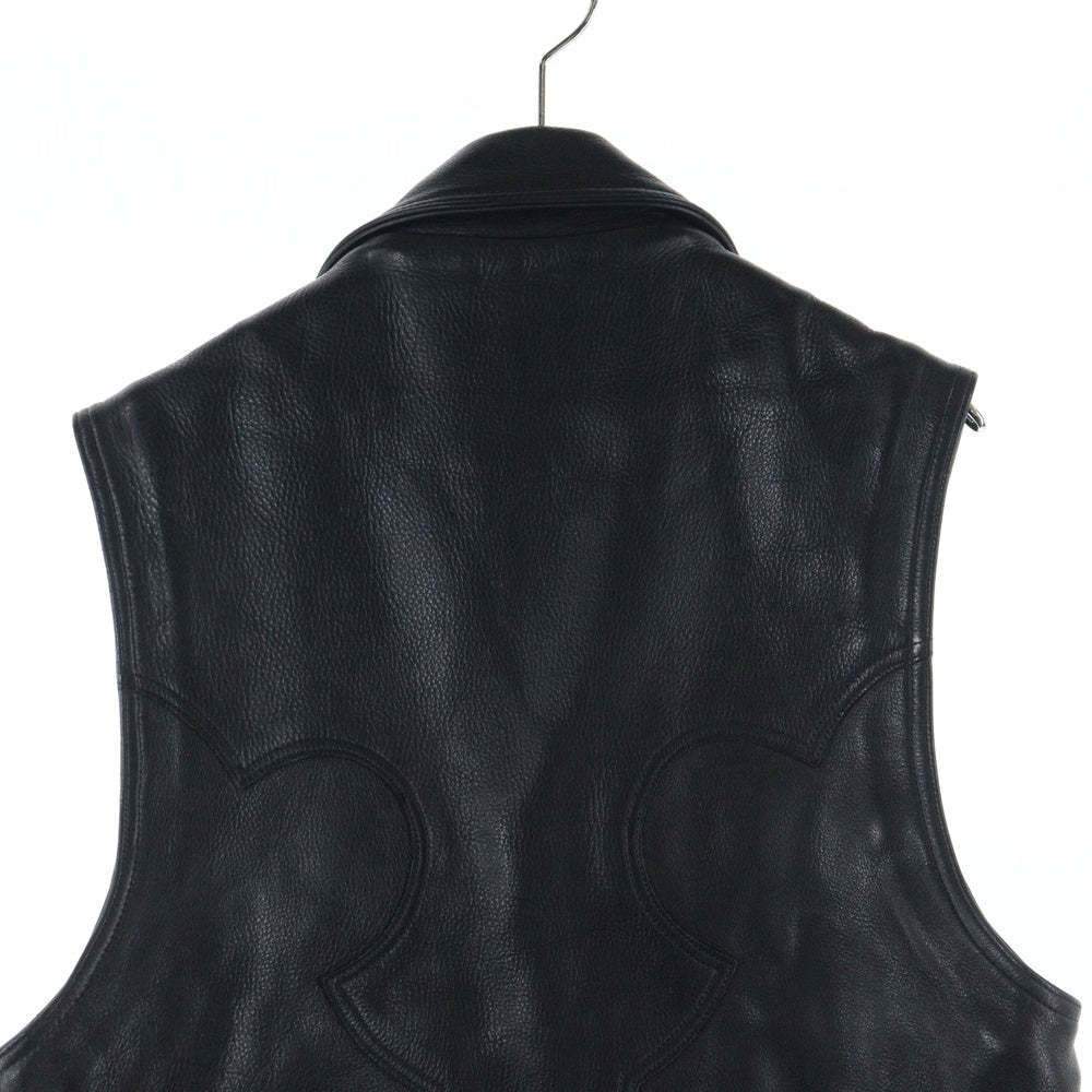 CHROME HEARTS(クロムハーツ) CLASSIC JEAN LTHR VEST レザークラシックジーン クロウボールボタンレザーベスト ブラック