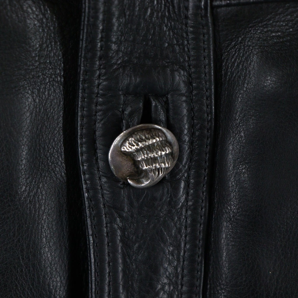 CHROME HEARTS(クロムハーツ) CLASSIC JEAN LTHR VEST レザークラシックジーン クロウボールボタンレザーベスト ブラック