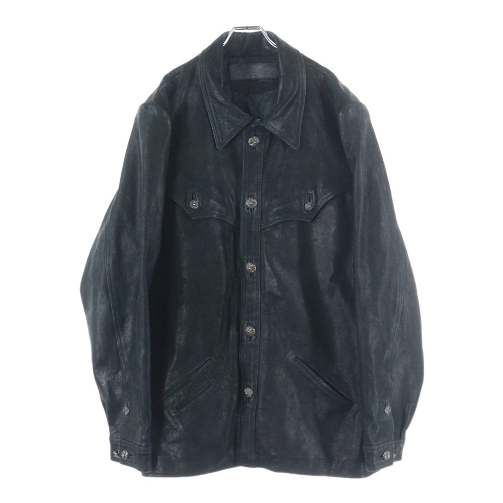 CHROME HEARTS(クロムハーツ) HUNTING LTHR JACKET ハンティング クロスボール ボタンレザージャケット ブラック
