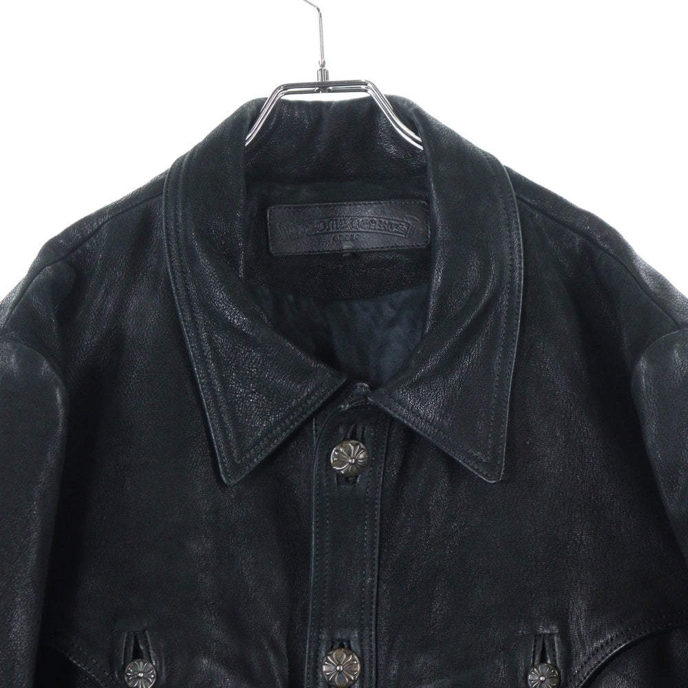 CHROME HEARTS(クロムハーツ) HUNTING LTHR JACKET ハンティング クロスボール ボタンレザージャケット ブラック