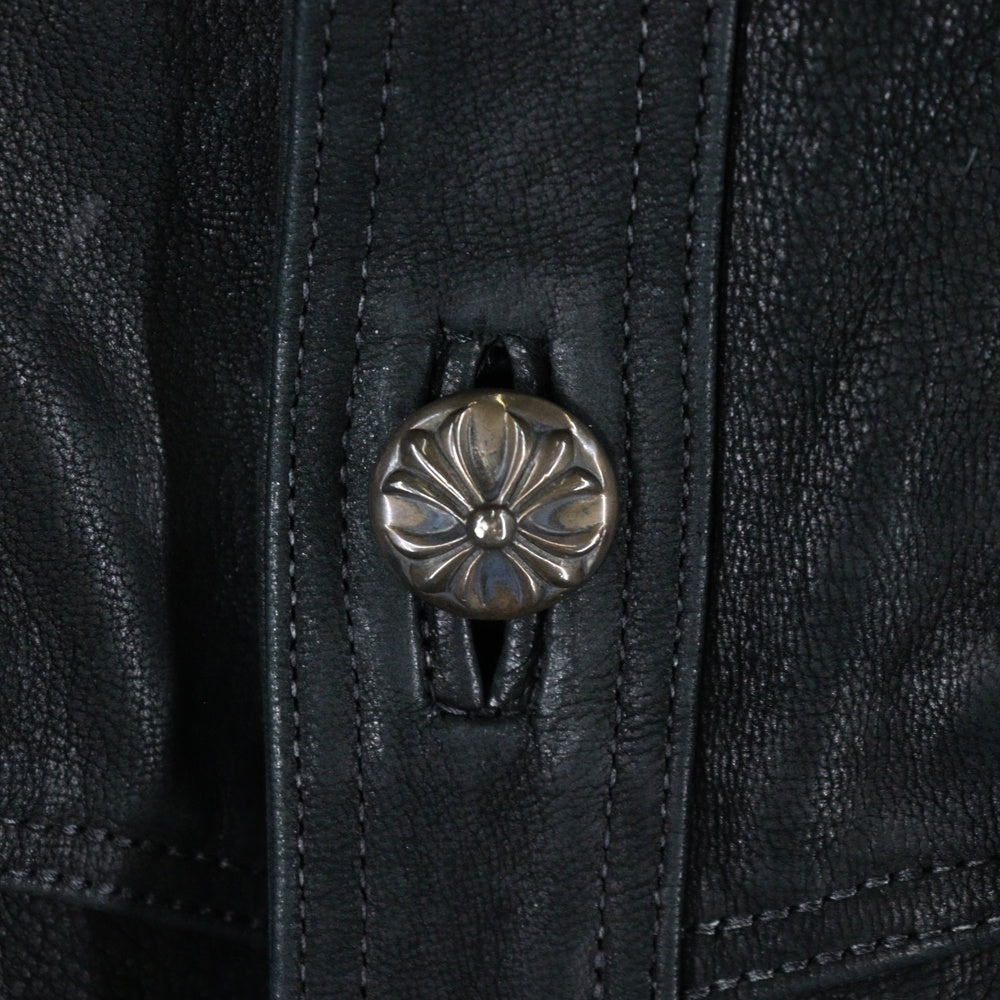 CHROME HEARTS(クロムハーツ) HUNTING LTHR JACKET ハンティング クロスボール ボタンレザージャケット ブラック