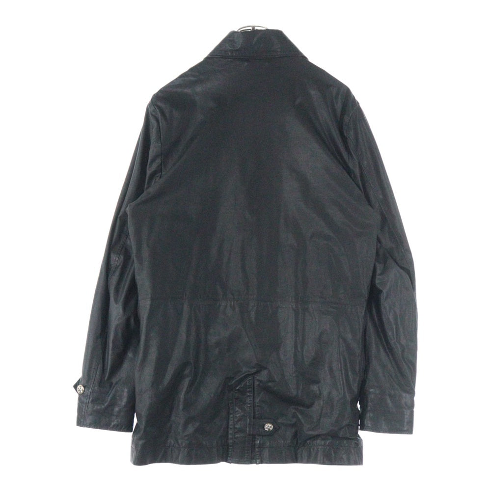 CHROME HEARTS(クロムハーツ) クロスボールボタンレザーロングコート ブラック JVP