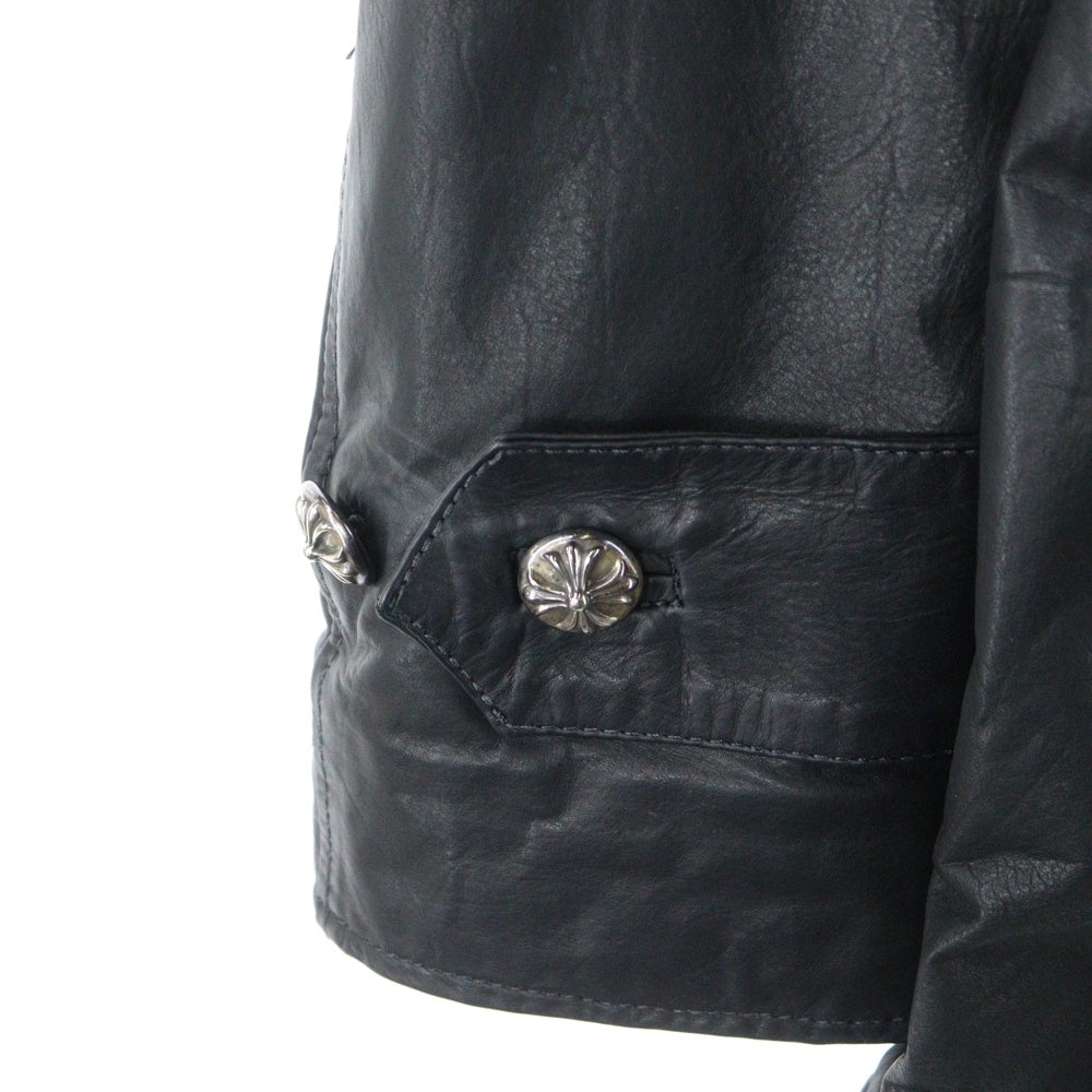 CHROME HEARTS(クロムハーツ) クロスボールボタンレザーロングコート ブラック JVP