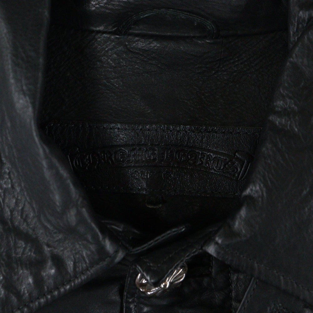 CHROME HEARTS(クロムハーツ) クロスボールボタンレザーロングコート ブラック JVP
