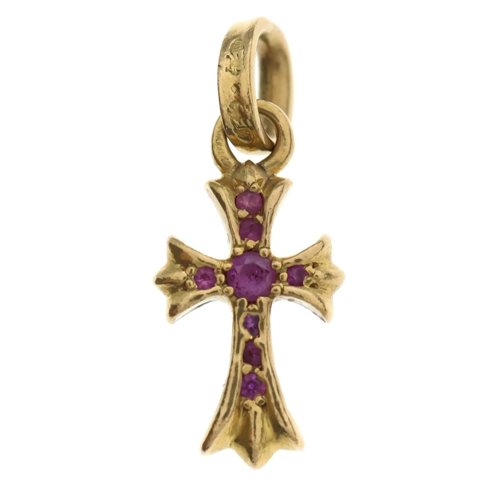 CHROME HEARTS(クロムハーツ) 22K CRS BBYFAT P/SAP ベイビーファットクロス PAVEピンクサファイア ペンダントトップ ゴールド BCA036