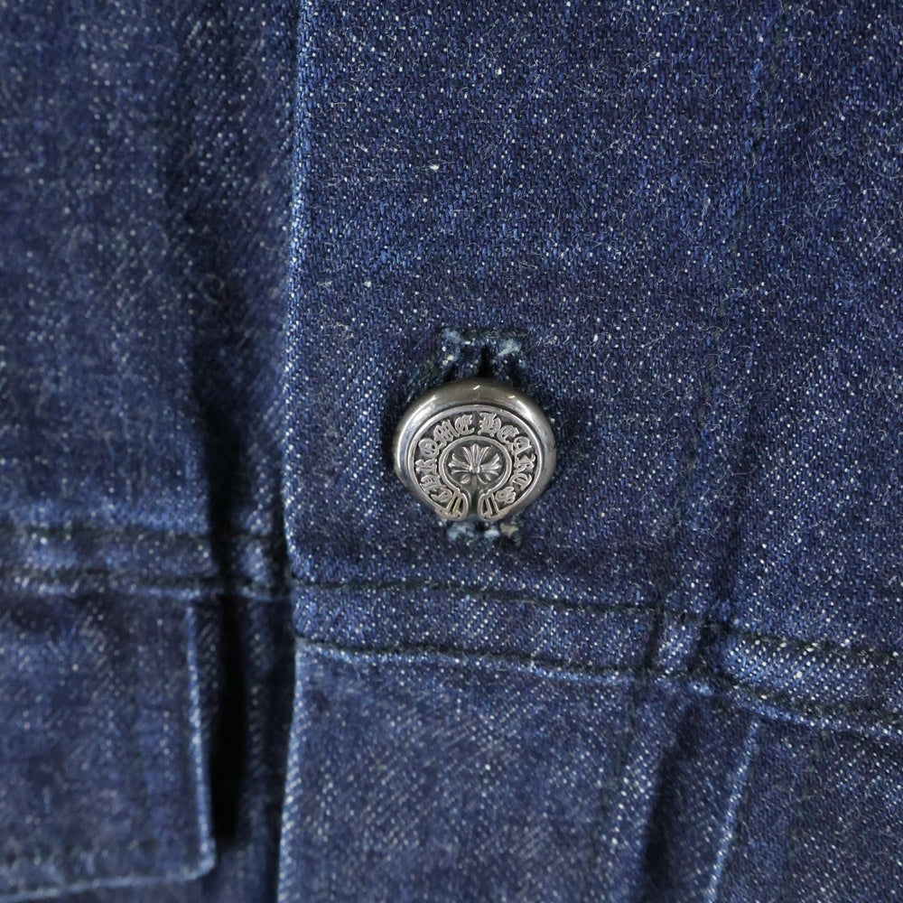 CHROME HEARTS(クロムハーツ) ホースシューボタン デニムジャケット 袖クロスパッチ デニムジャケット インディゴブルー JVP