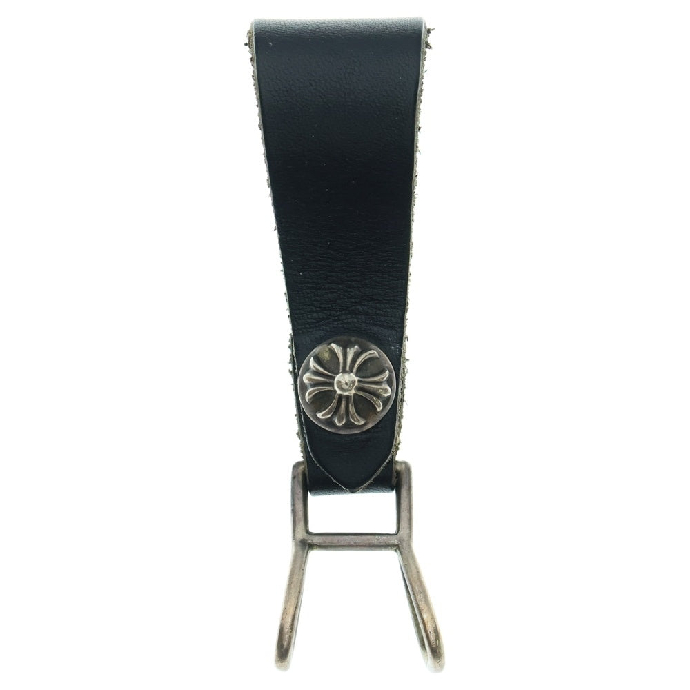 CHROME HEARTS(クロムハーツ) BELT LOOP クロスボールボタンレザーベルトループ シルバー/ブラック BCA397