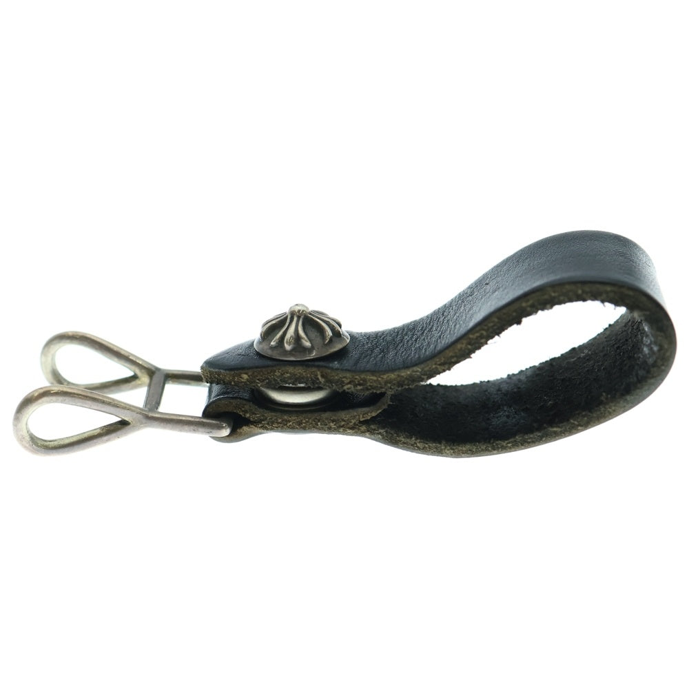 CHROME HEARTS(クロムハーツ) BELT LOOP クロスボールボタンレザーベルトループ シルバー/ブラック BCA397