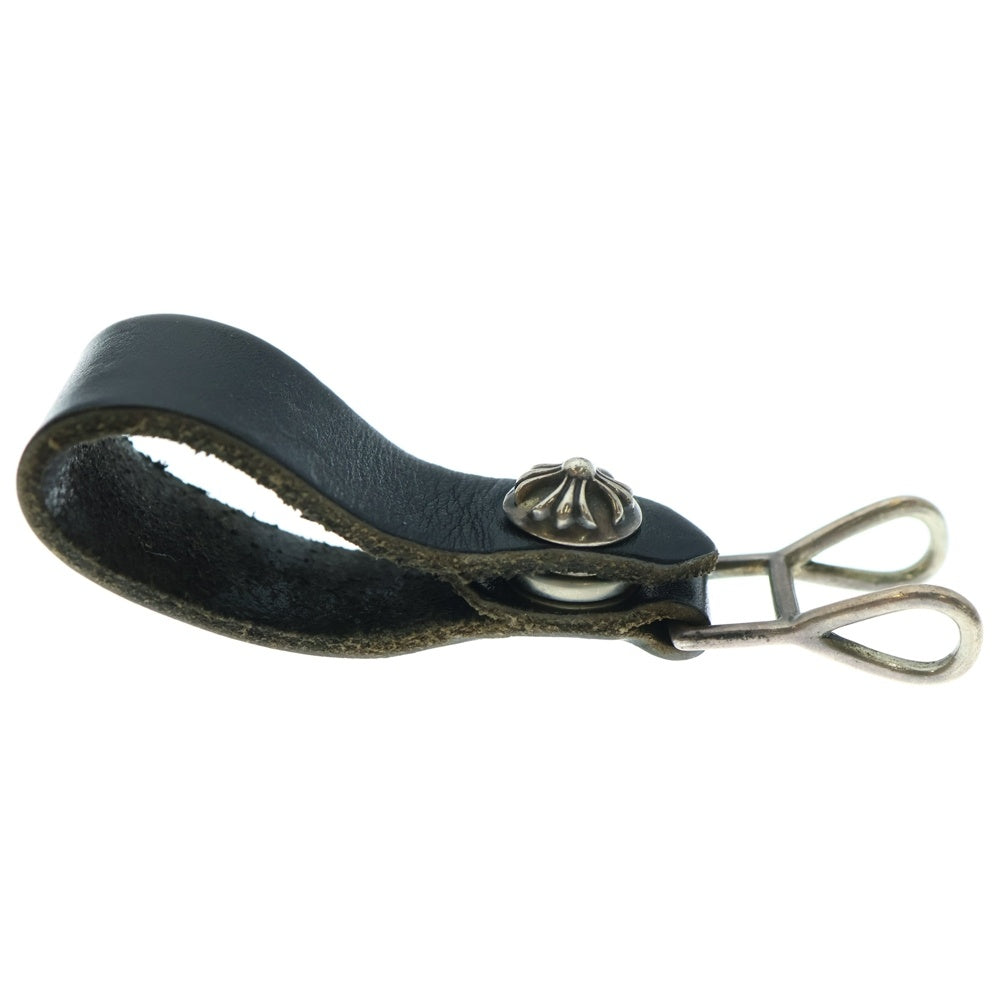 CHROME HEARTS(クロムハーツ) BELT LOOP クロスボールボタンレザーベルトループ シルバー/ブラック BCA397