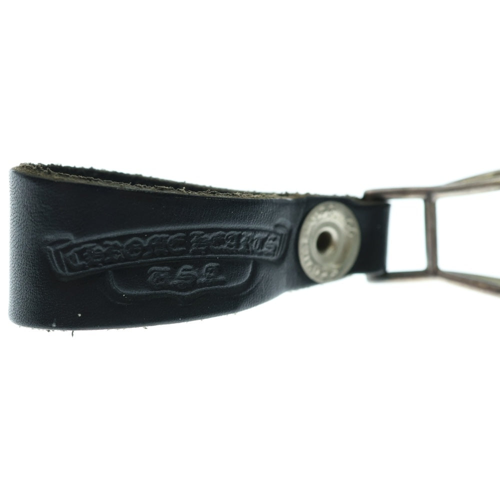 CHROME HEARTS(クロムハーツ) BELT LOOP クロスボールボタンレザーベルトループ シルバー/ブラック BCA397