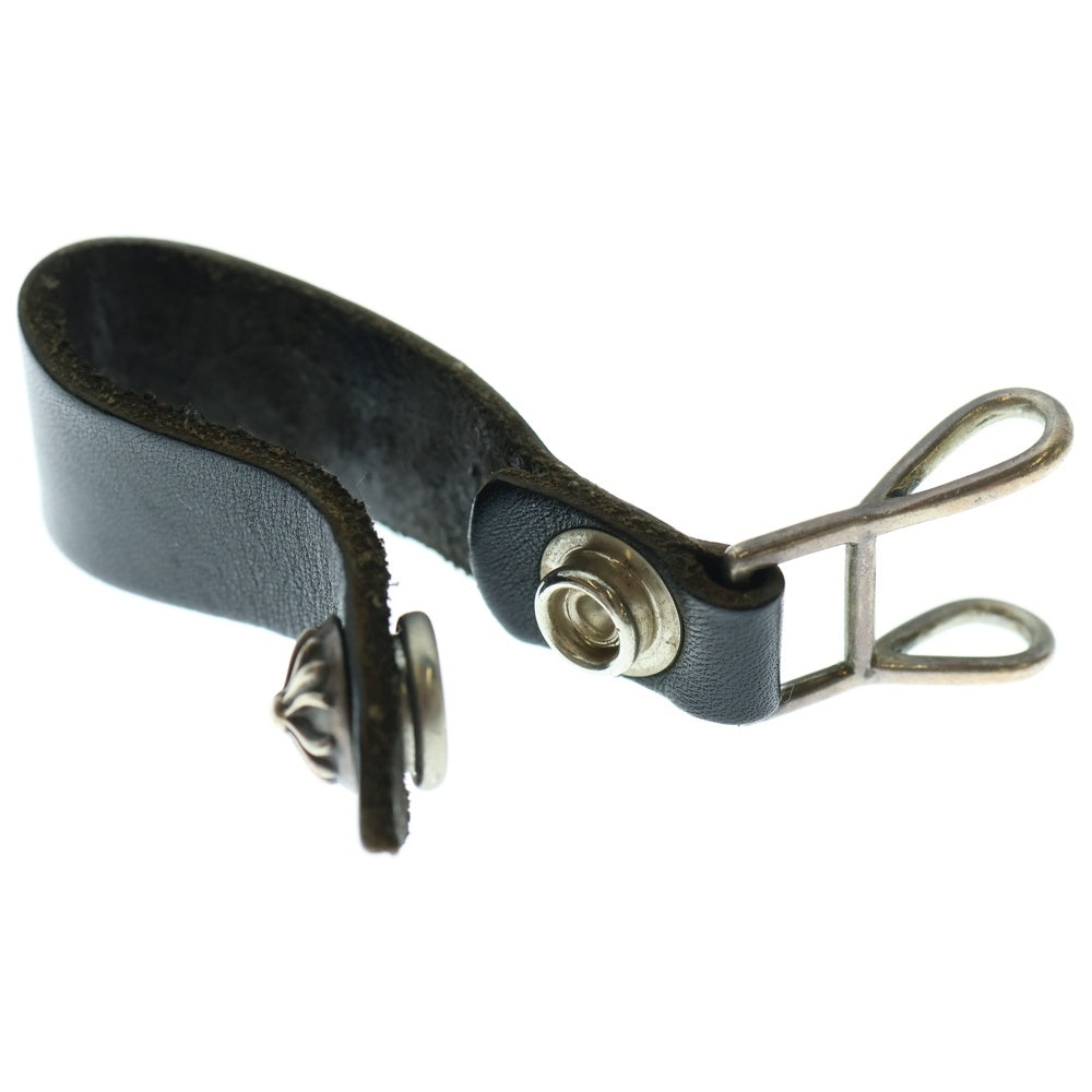 CHROME HEARTS(クロムハーツ) BELT LOOP クロスボールボタンレザーベルトループ シルバー/ブラック BCA397