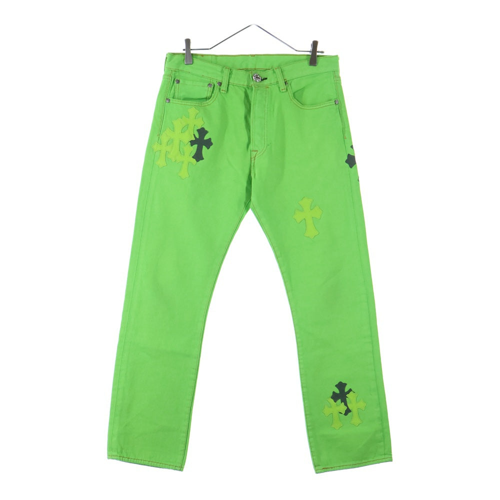 CHROME HEARTS(クロムハーツ) ×LEVI'S リーバイス U VNTG JEAN BL RED TAB SEX LIMITED クロスパッチ付きウォッシュド501デニムパンツ SEX限定 グリーン