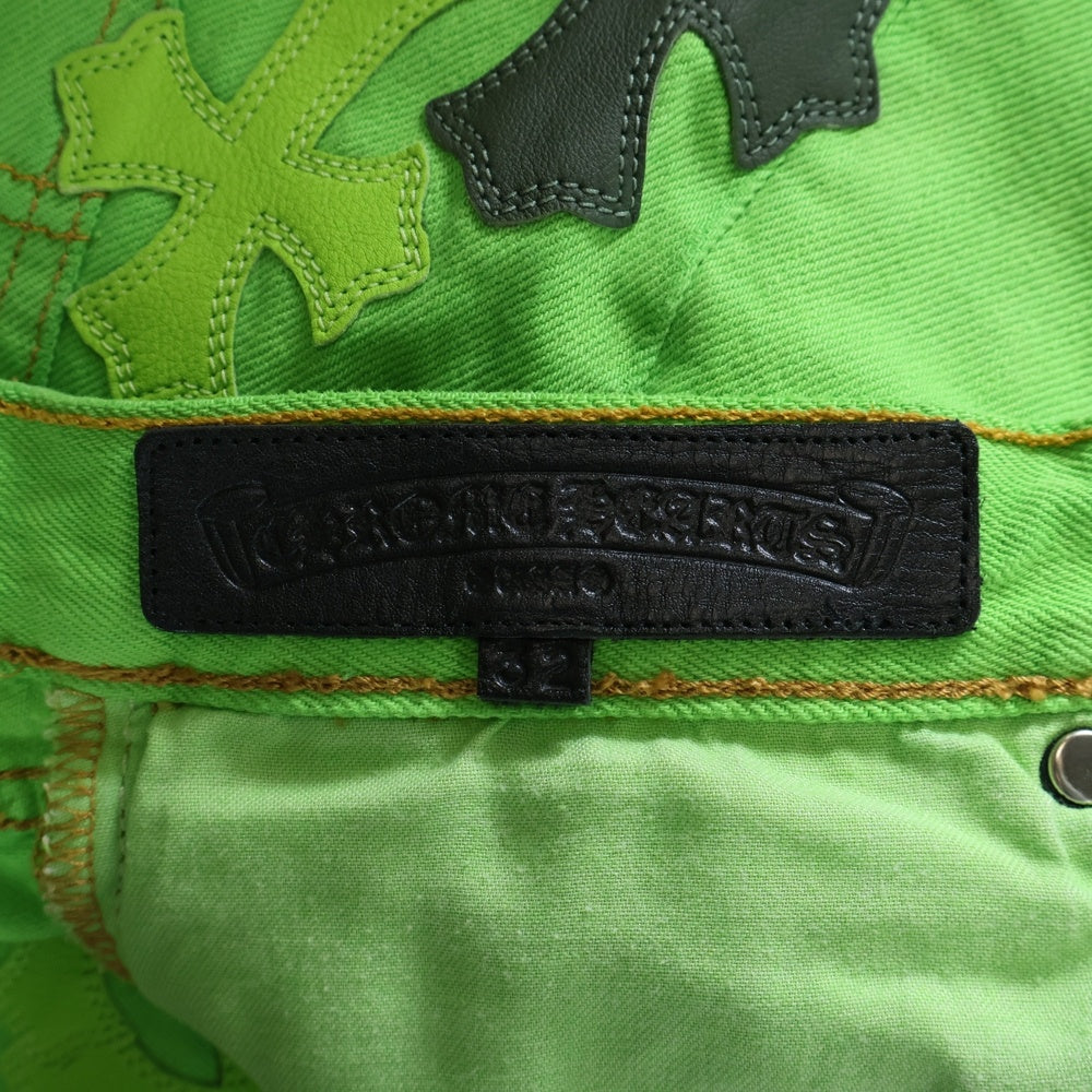 CHROME HEARTS(クロムハーツ) ×LEVI'S リーバイス U VNTG JEAN BL RED TAB SEX LIMITED クロスパッチ付きウォッシュド501デニムパンツ SEX限定 グリーン