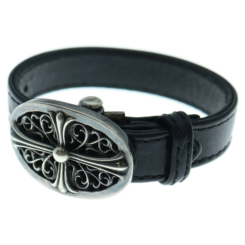 CHROME HEARTS(クロムハーツ) TNY CLASSIC OVAL タイニークラシックオーバル レザーブレスレット ブラック