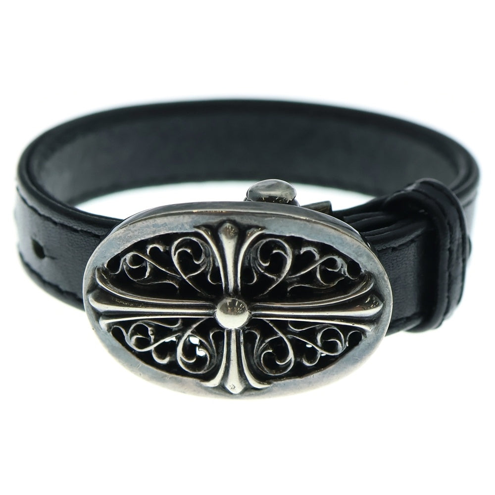 CHROME HEARTS(クロムハーツ) TNY CLASSIC OVAL タイニークラシックオーバル レザーブレスレット ブラック