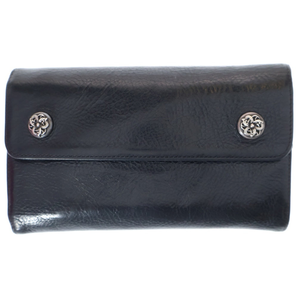 CHROME HEARTS(クロムハーツ) WAVE CELTIC ウェーブ ケルティックボタンレザーウォレット 長財布 ブラック
