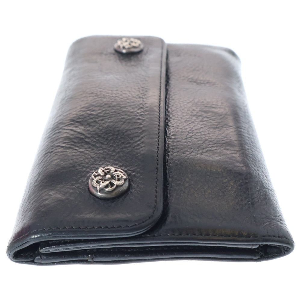 CHROME HEARTS(クロムハーツ) WAVE CELTIC ウェーブ ケルティックボタンレザーウォレット 長財布 ブラック