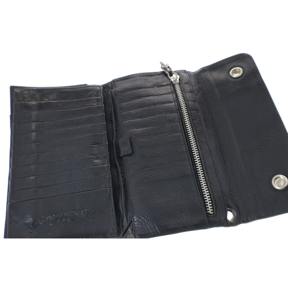 CHROME HEARTS(クロムハーツ) WAVE CELTIC ウェーブ ケルティックボタンレザーウォレット 長財布 ブラック
