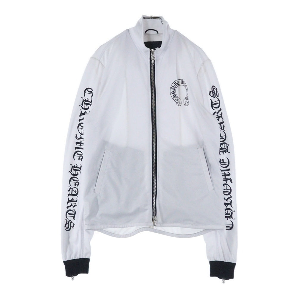 CHROME HEARTS(クロムハーツ) Track Jacket ダガージップ アームロゴプリント レザー切替カシミヤ混 トラックジャケット ホワイト