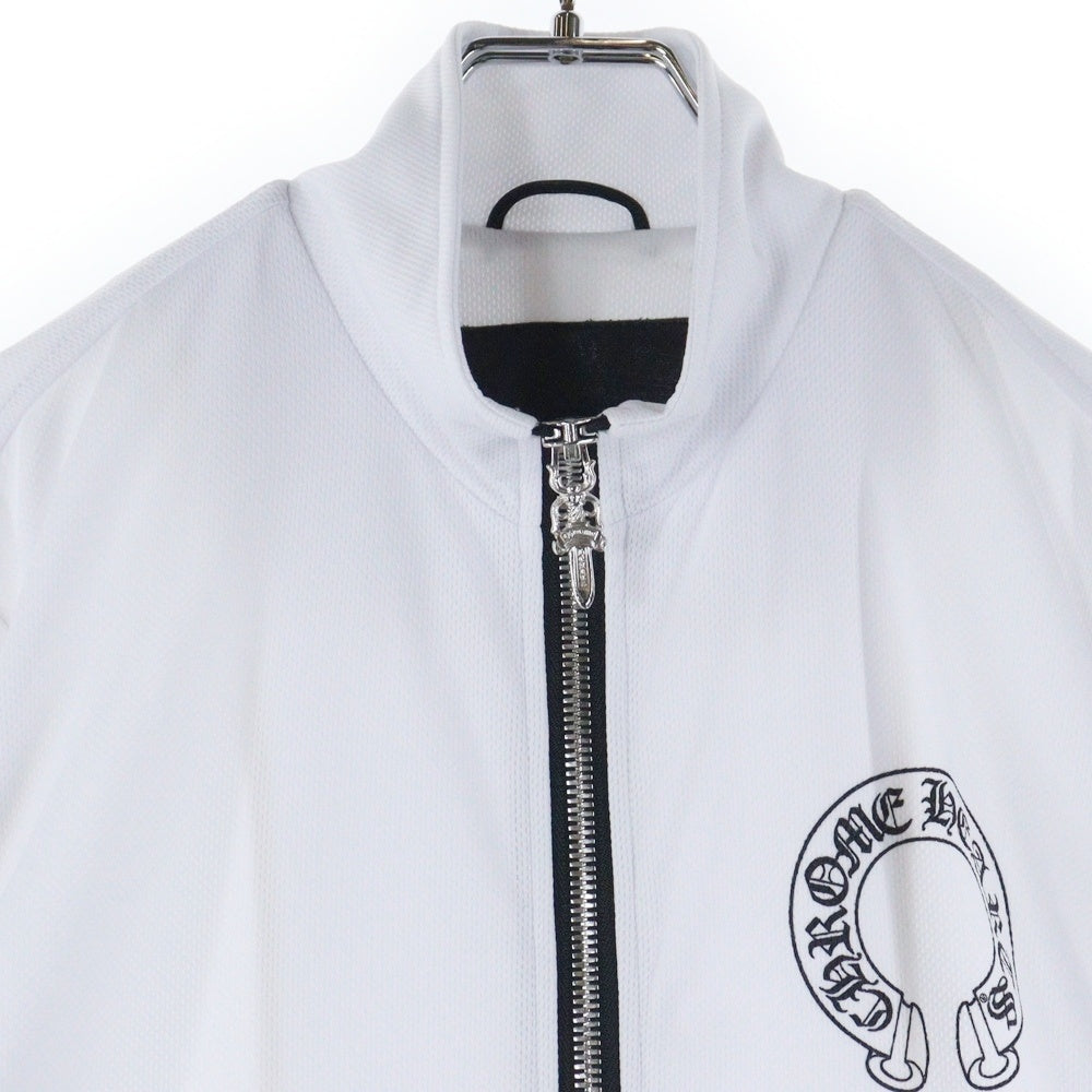CHROME HEARTS(クロムハーツ) Track Jacket ダガージップ アームロゴプリント レザー切替カシミヤ混 トラックジャケット ホワイト