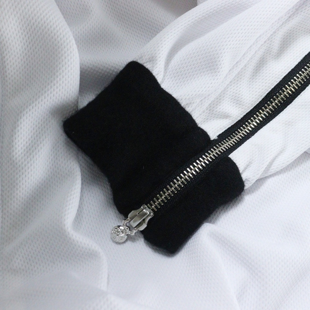 CHROME HEARTS(クロムハーツ) Track Jacket ダガージップ アームロゴプリント レザー切替カシミヤ混 トラックジャケット ホワイト