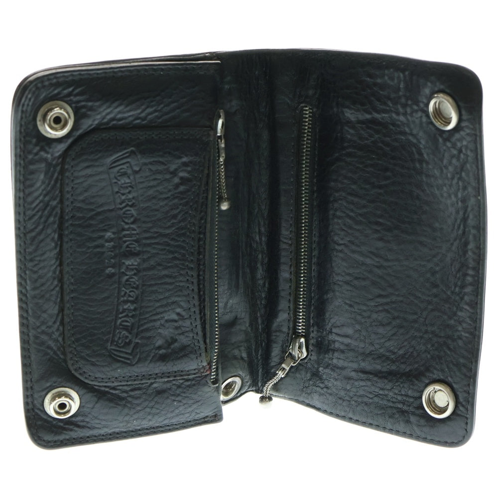 CHROME HEARTS(クロムハーツ) 2ZIP 2ジップ クロスボールボタンレザーウォレット 財布 ブラック BCA363