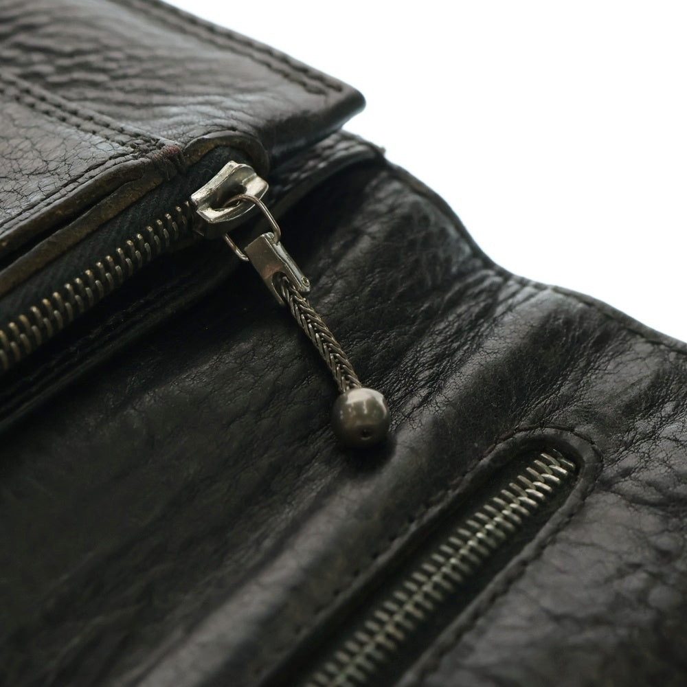 CHROME HEARTS(クロムハーツ) 2ZIP 2ジップ クロスボールボタンレザーウォレット 財布 ブラック BCA363