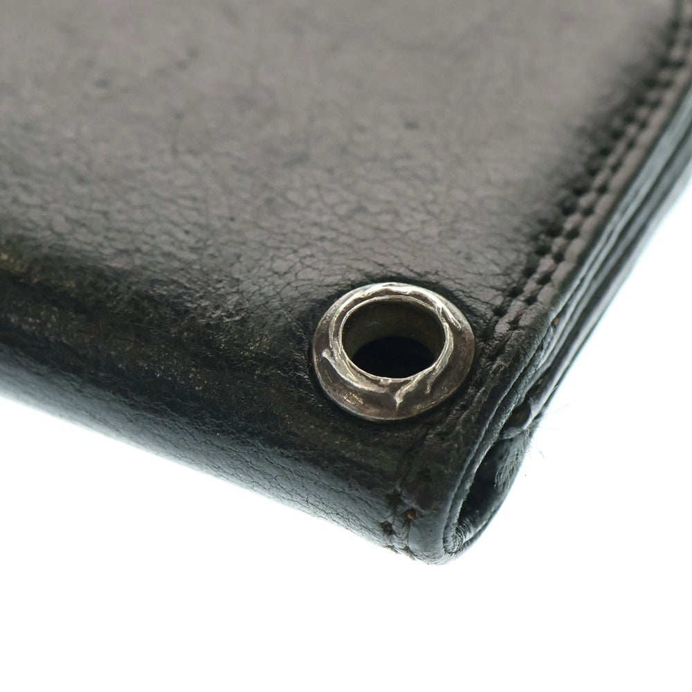 CHROME HEARTS(クロムハーツ) CARD CASE スクロールラベル レザーカードケース ブラック/シルバー