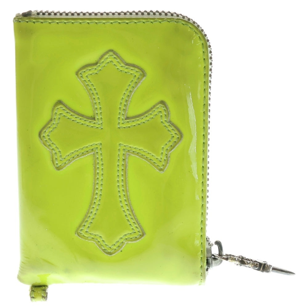 CHROME HEARTS(クロムハーツ) TINY ZIP タイニージップ クロスパッチレザーダガージップ財布 グリーン