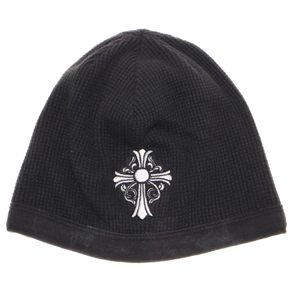 CHROME HEARTS(クロムハーツ) CHクロス ロゴ刺繍 サーマル ワッフル生地 ニットキャップ ビーニー 帽子 ブラック