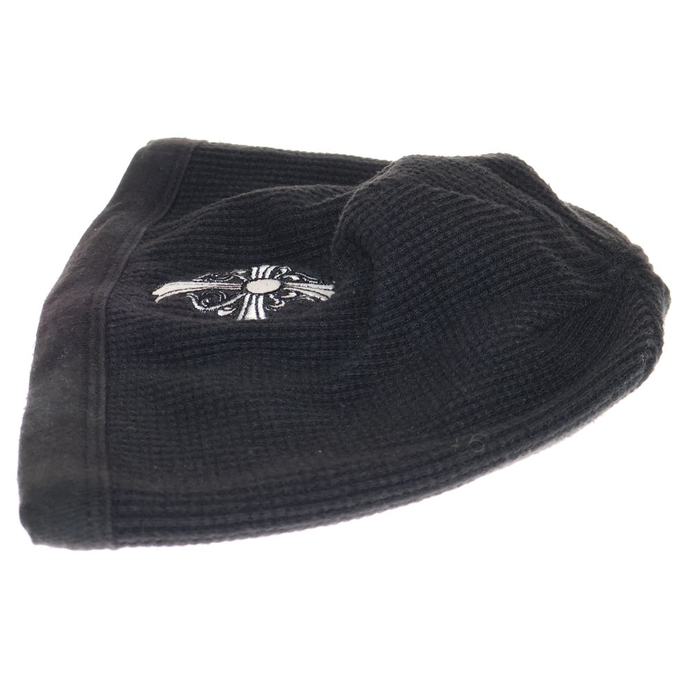 CHROME HEARTS(クロムハーツ) CHクロス ロゴ刺繍 サーマル ワッフル生地 ニットキャップ ビーニー 帽子 ブラック