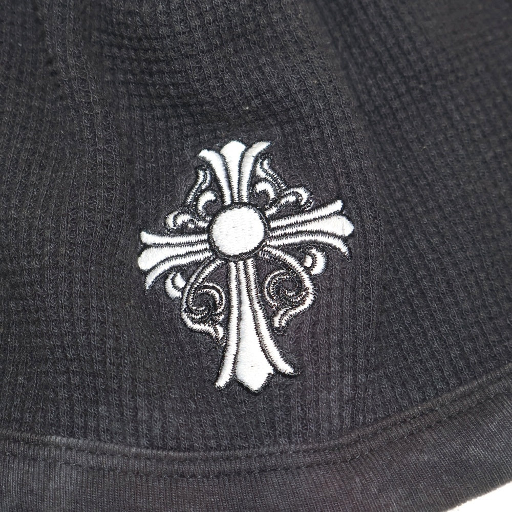 CHROME HEARTS(クロムハーツ) CHクロス ロゴ刺繍 サーマル ワッフル生地 ニットキャップ ビーニー 帽子 ブラック