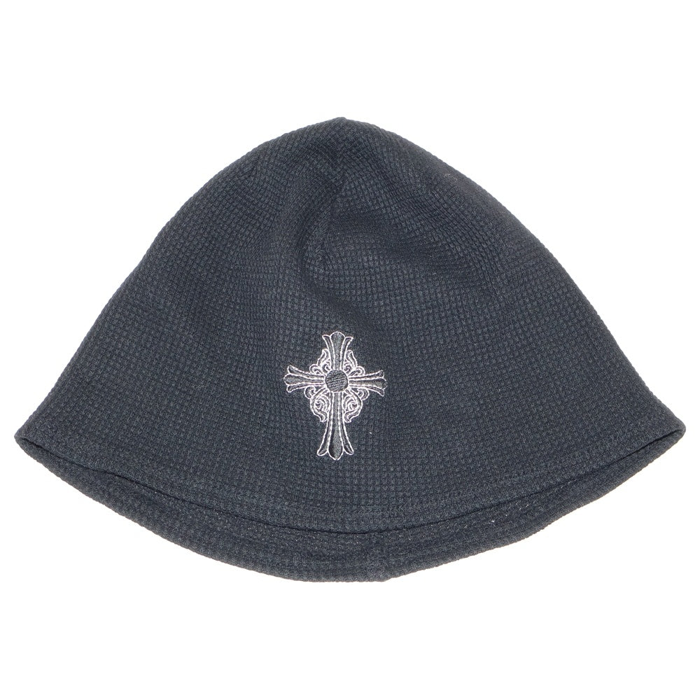 CHROME HEARTS(クロムハーツ) CHクロス ロゴ刺繍 サーマル ワッフル生地 ニットキャップ ビーニー 帽子 ブラック