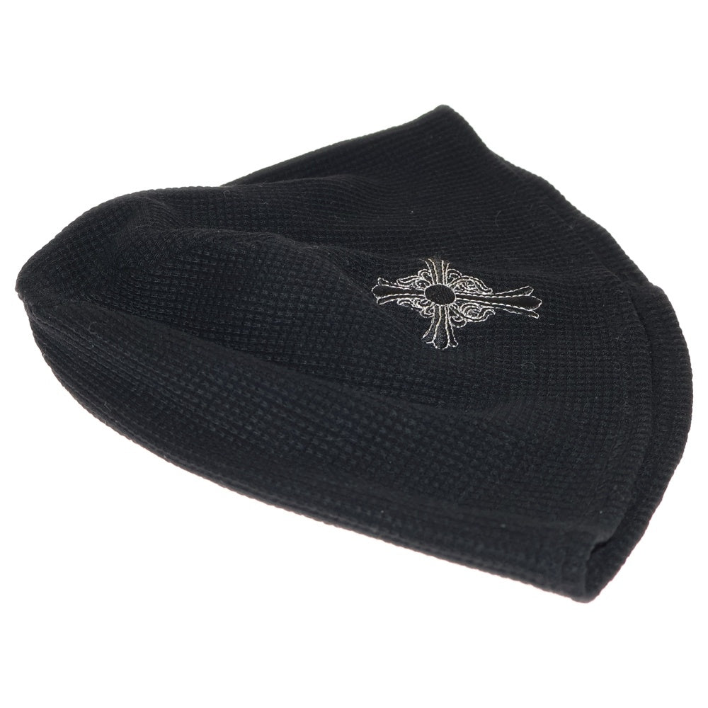CHROME HEARTS(クロムハーツ) CHクロス ロゴ刺繍 サーマル ワッフル生地 ニットキャップ ビーニー 帽子 ブラック