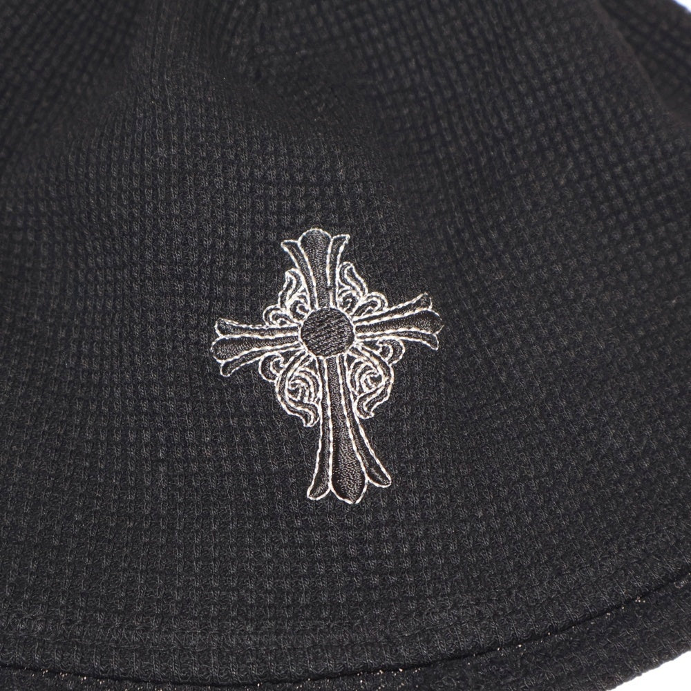 CHROME HEARTS(クロムハーツ) CHクロス ロゴ刺繍 サーマル ワッフル生地 ニットキャップ ビーニー 帽子 ブラック