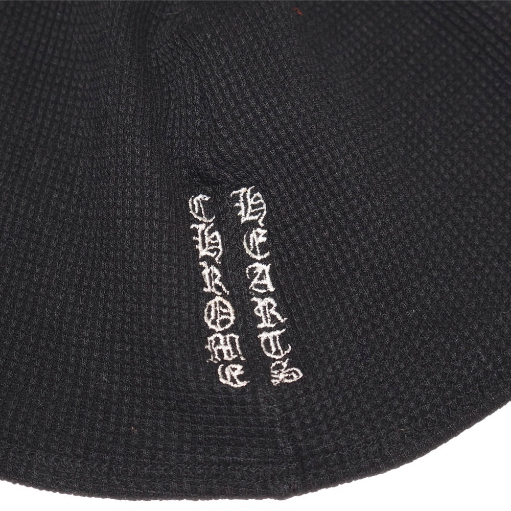 CHROME HEARTS(クロムハーツ) CHクロス ロゴ刺繍 サーマル ワッフル生地 ニットキャップ ビーニー 帽子 ブラック