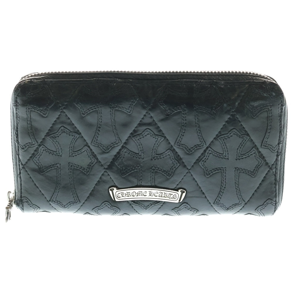 CHROME HEARTS(クロムハーツ) REC F ZIP QUILTED セメタリークロスキルティングレザーウォレット財布