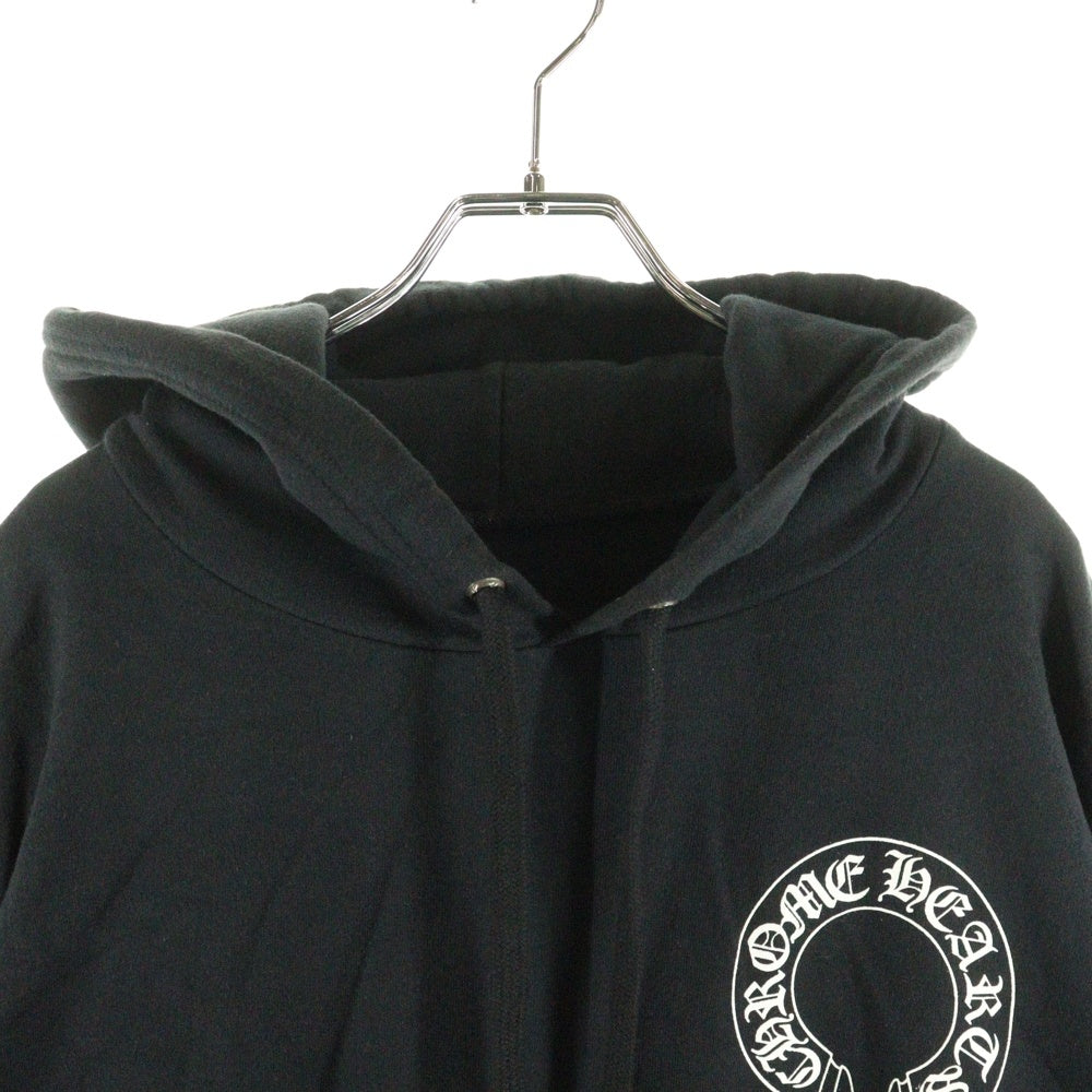 CHROME HEARTS(クロムハーツ) HORSESHOE PULLOVER HOODIE ホースシュープリント アームフローラル プルオーバースウェットパーカー フーディ ブラック