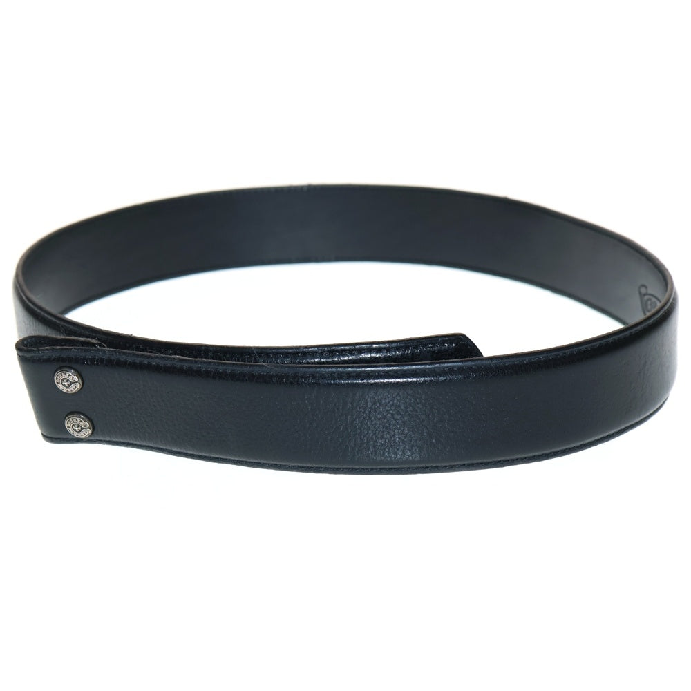CHROME HEARTS(クロムハーツ) 1.5 STRAP 1.5inch スクロールレーベルリベッツ レザーベルト ブラック