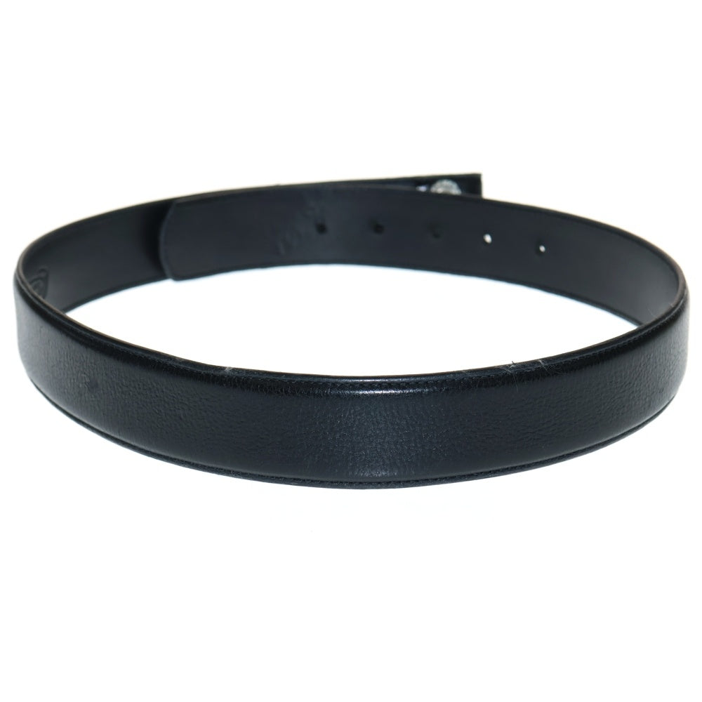 CHROME HEARTS(クロムハーツ) 1.5 STRAP 1.5inch スクロールレーベルリベッツ レザーベルト ブラック