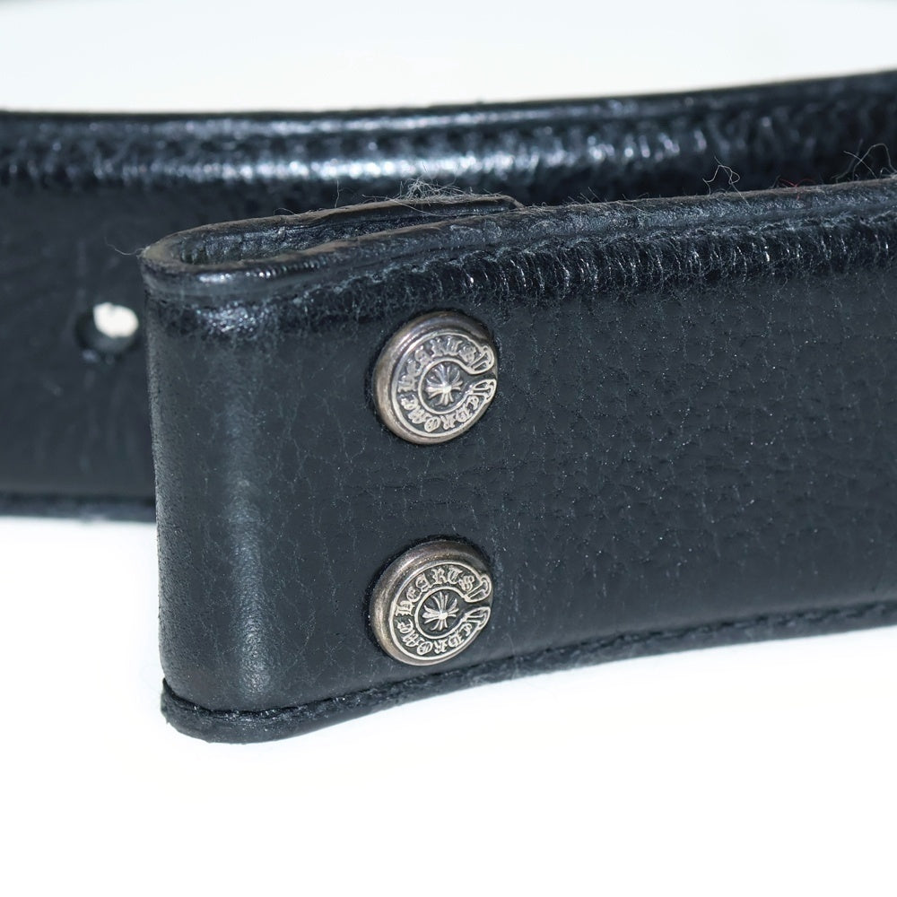 CHROME HEARTS(クロムハーツ) 1.5 STRAP 1.5inch スクロールレーベルリベッツ レザーベルト ブラック