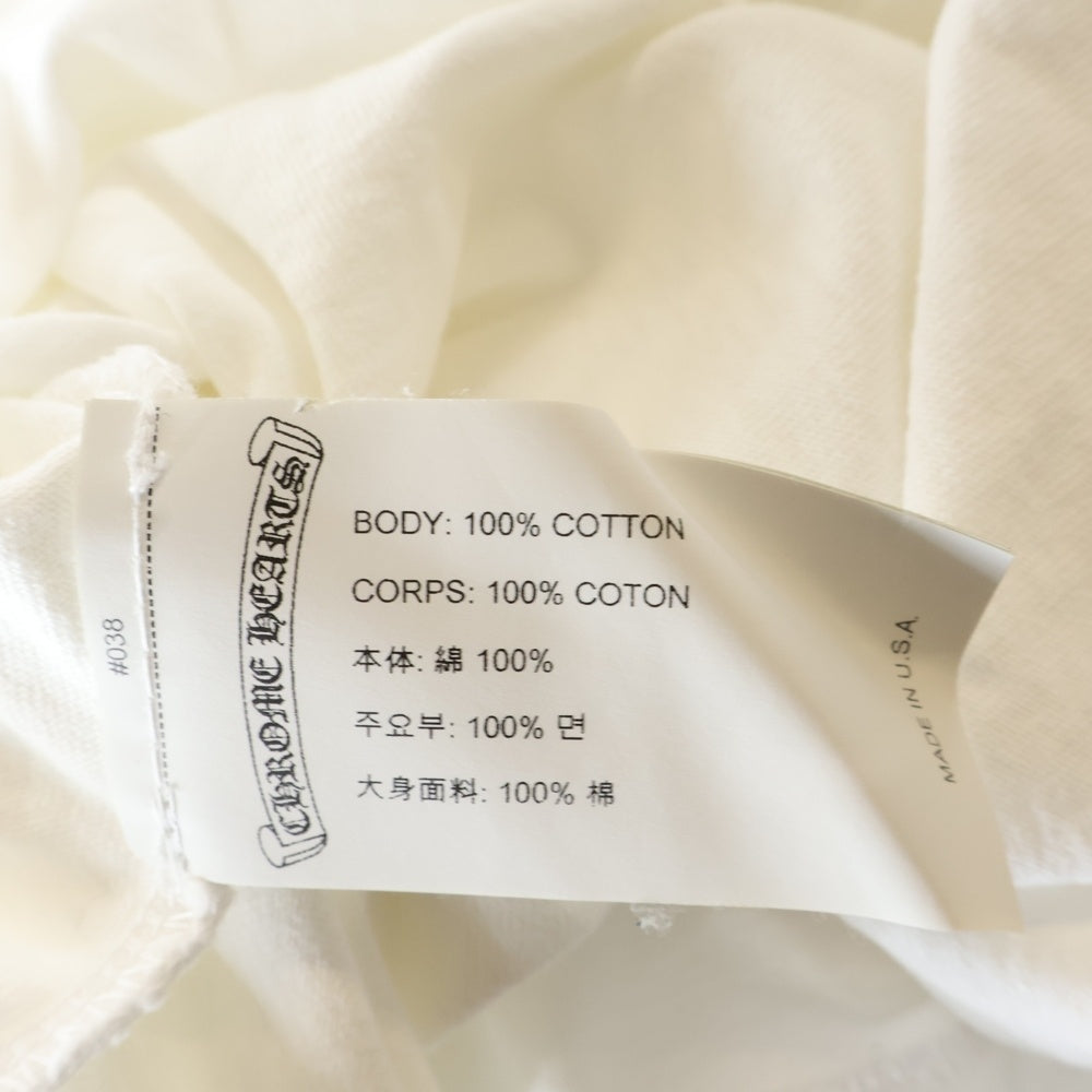 CHROME HEARTS(クロムハーツ) YNOT L/S TEE フロントロゴ刺繍 袖CHクロス刺繍 クルーネック 長袖Tシャツ ホワイト