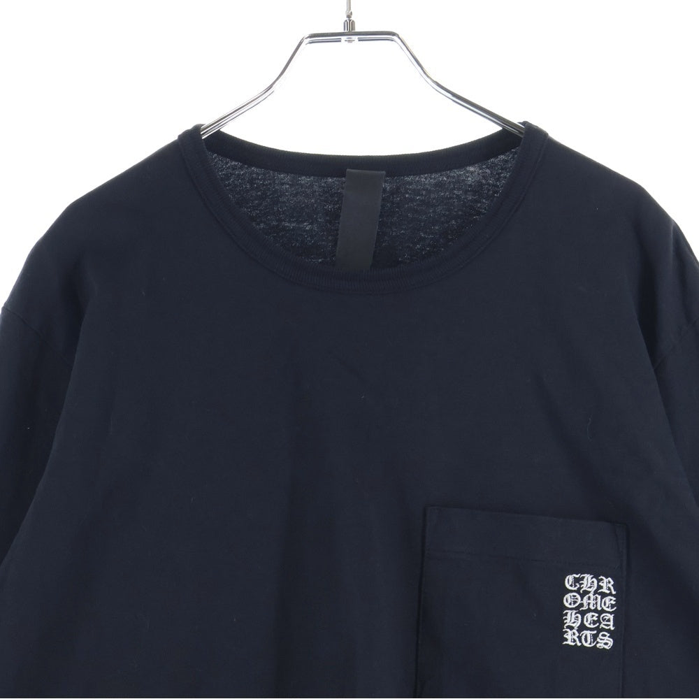 CHROME HEARTS(クロムハーツ) YNOT L/S TEE フロントロゴ刺繍 袖CHクロス刺繍 クルーネック 長袖Tシャツ ブラック