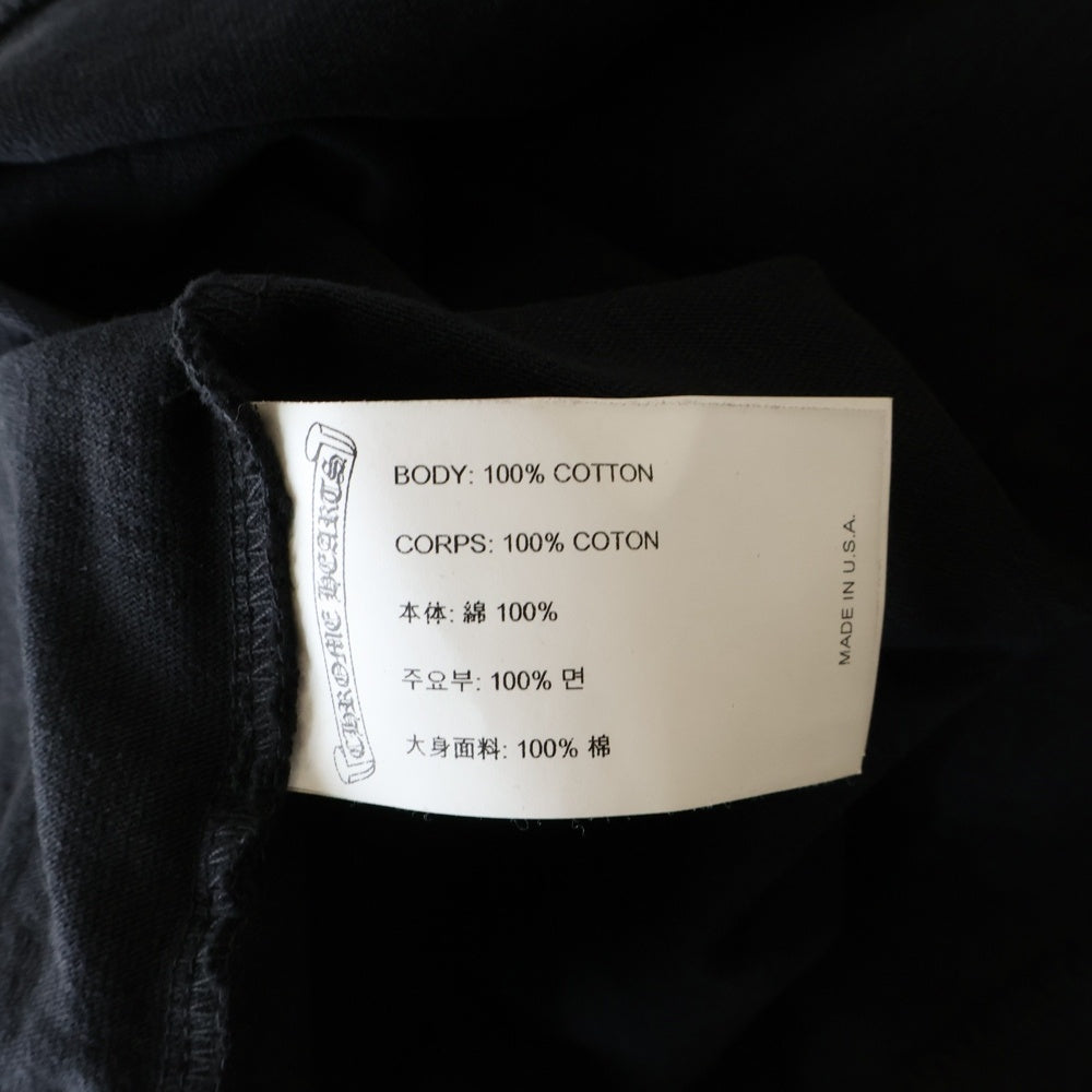 CHROME HEARTS(クロムハーツ) YNOT L/S TEE フロントロゴ刺繍 袖CHクロス刺繍 クルーネック 長袖Tシャツ ブラック