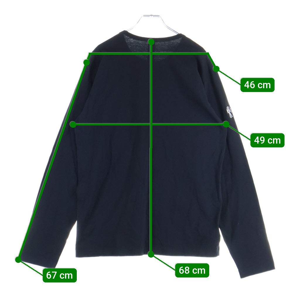 CHROME HEARTS(クロムハーツ) YNOT L/S TEE フロントロゴ刺繍 袖CHクロス刺繍 クルーネック 長袖Tシャツ ブラック