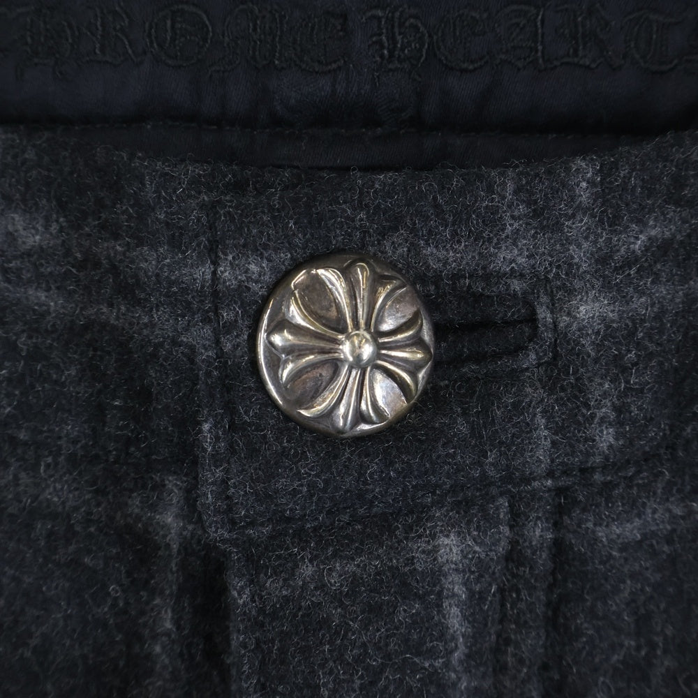 CHROME HEARTS(クロムハーツ) チェック柄 ウールストレートパンツ グレー