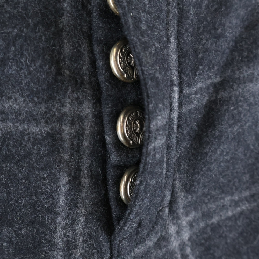 CHROME HEARTS(クロムハーツ) チェック柄 ウールストレートパンツ グレー