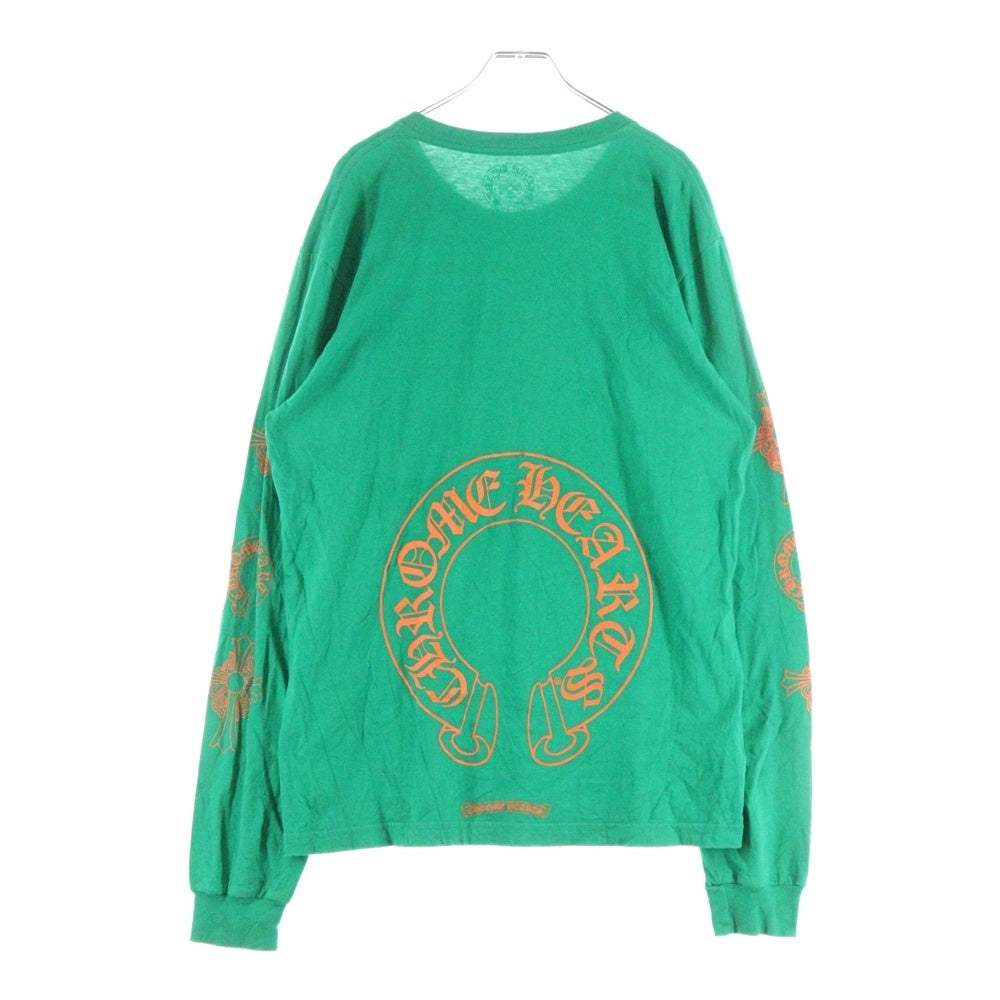 CHROME HEARTS(クロムハーツ) CH L S バックCHクロス ホースシュー アームロゴプリント 長袖カットソー ロンT グリーン