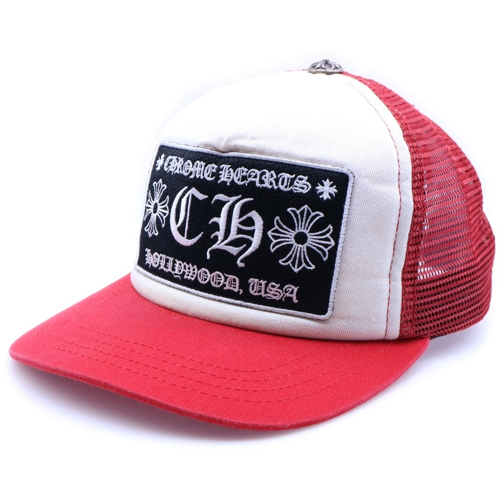 CHROME HEARTS(クロムハーツ) TRUCKER CAP CHパッチメッシュトラッカーキャップ クロスボール付 帽子 レッド/ホワイト